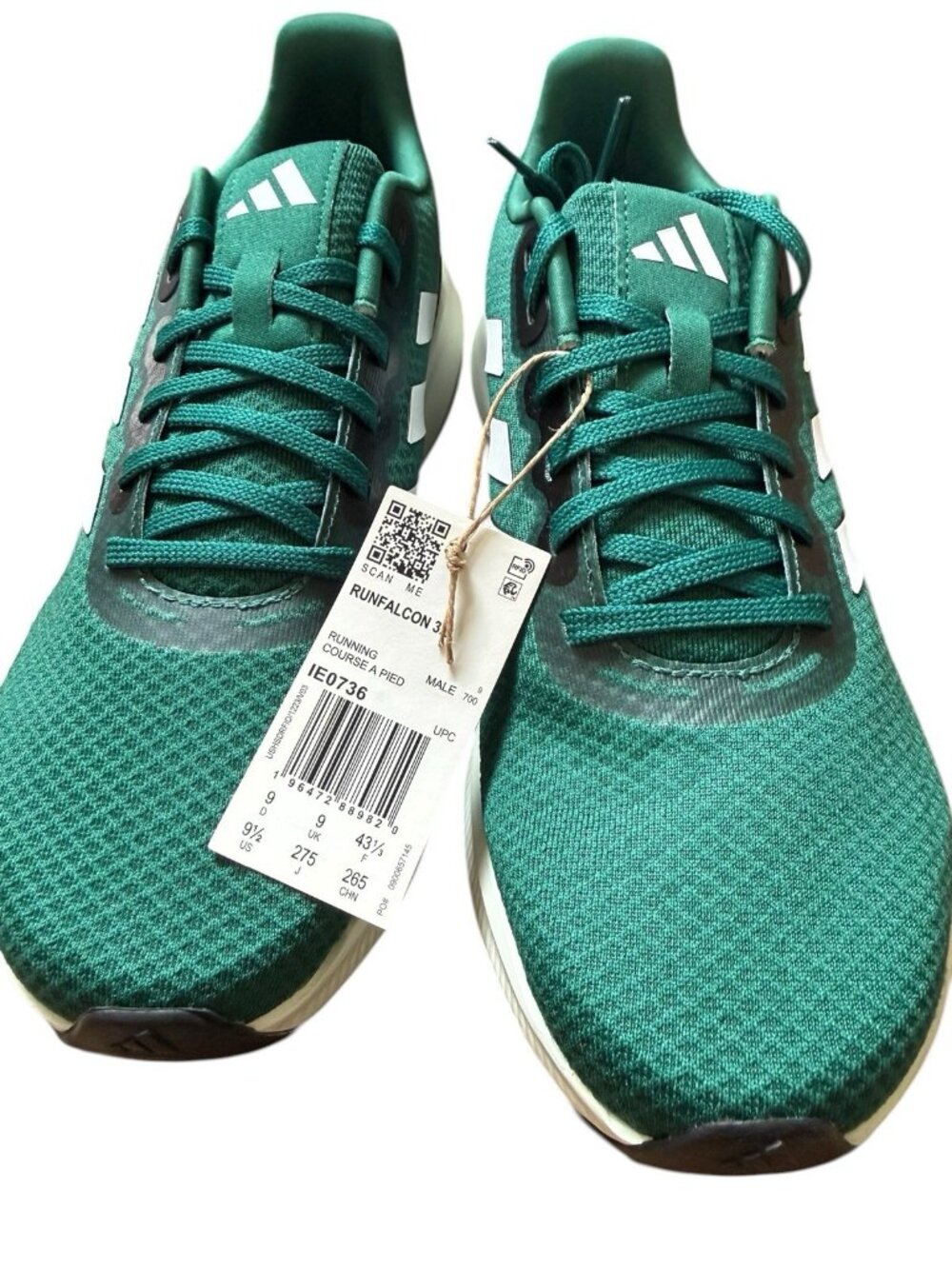 NEW Adidas Runfalcon 3.0 Collegiate Green White Black Size 9.5 Men’s CloudFoam - Picture 6 of 7